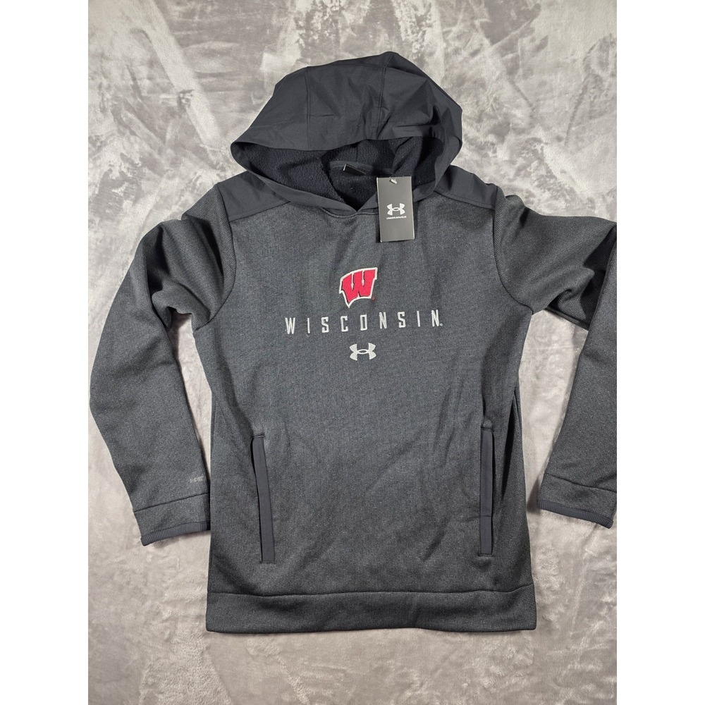 NWT Wisconsin Badgers Under Armour Storm‎ Fleece Hoodie Sweatshirt Men's Small